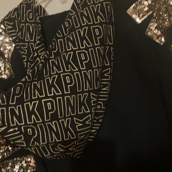 🔥VS Pink **RARE** gold bling full-zip hoodie sweatshirt jacket sz XS EUC - Picture 9 of 17
